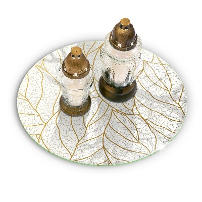 Dessous de bougie rond Motif de feuille d'art en ligne