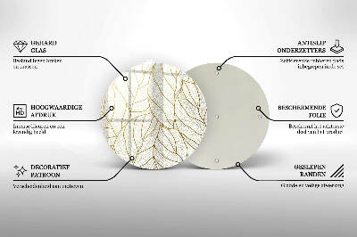 Dessous de bougie rond Motif de feuille d'art en ligne