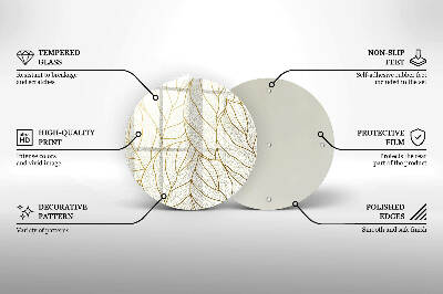 Dessous de bougie rond Motif de feuille d'art en ligne