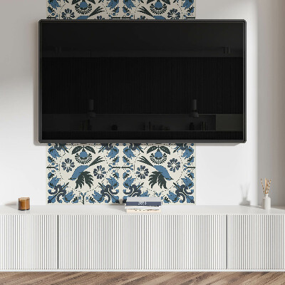 Rev?tement mural Motif d'oiseau parmi des fleurs colorées