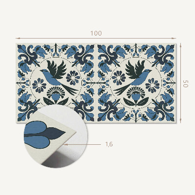 Rev?tement mural Motif d'oiseau parmi des fleurs colorées