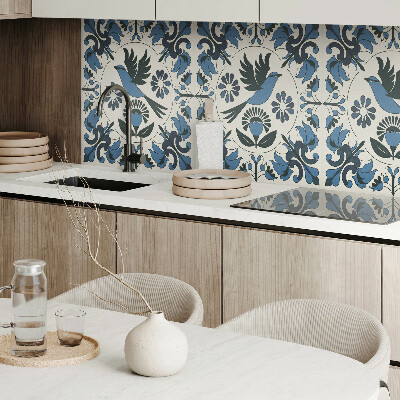 Rev?tement mural Motif d'oiseau parmi des fleurs colorées