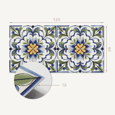 Panneau décoratif mural Motif floral dans un style céramique