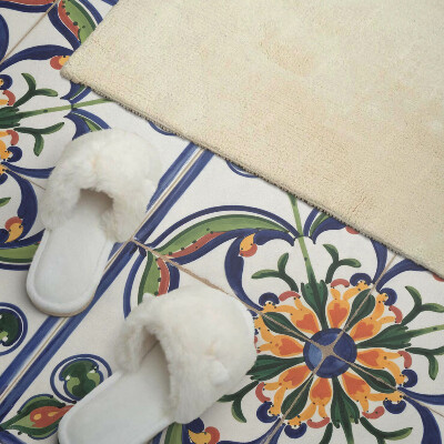 Panneau décoratif mural Motif floral sur le carrelage