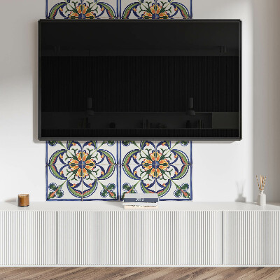 Panneau décoratif mural Motif floral sur le carrelage