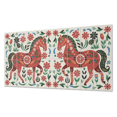 Panneau mural Motif floral avec un cheval