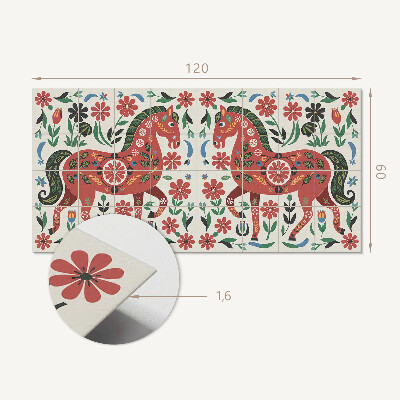 Panneau mural Motif floral avec un cheval