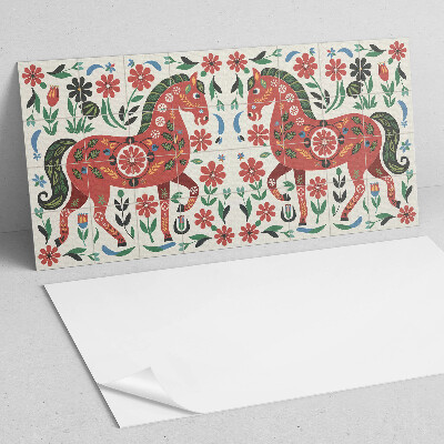 Panneau mural Motif floral avec un cheval