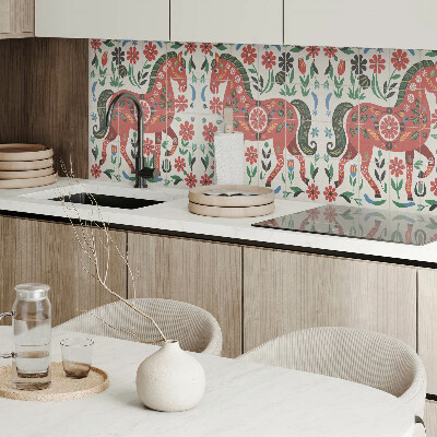 Panneau mural Motif floral avec un cheval