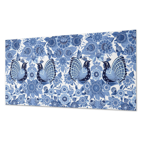 Panneau mural Motif d'oiseaux et de fleurs