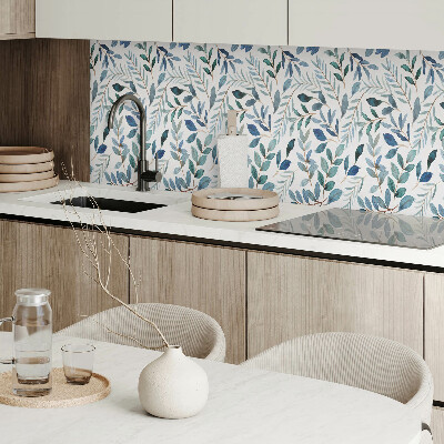 Panneau mural Feuilles sur fond uni