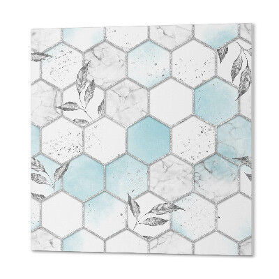 Panneau décoratif Motif hexagonal avec des feuilles vertes