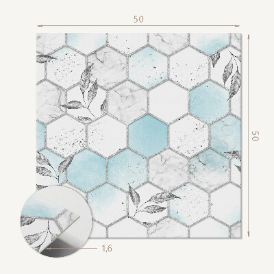 Panneau décoratif Motif hexagonal avec des feuilles vertes