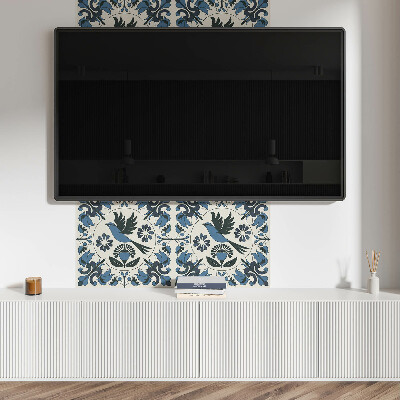 Panneau mural Motif avec des oiseaux et des accents floraux