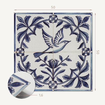 Panneau décoratif Graphique d'un oiseau entouré de flore