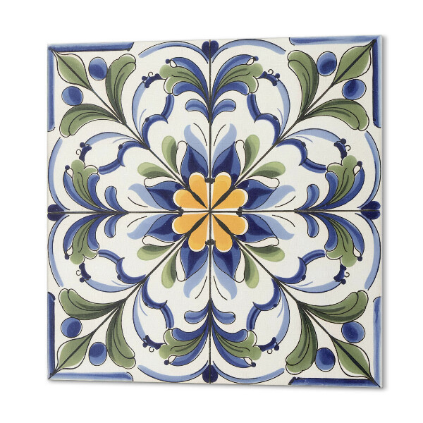 Panneau mural Motif floral dans une esthétique céramique