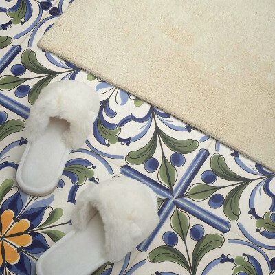 Panneau mural Motif floral dans une esthétique céramique