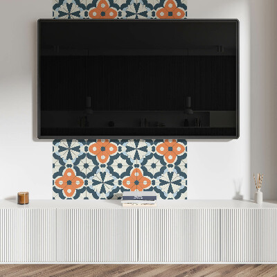 Panneau mural Motif carrelé avec des fleurs