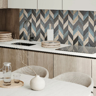Revêtement mural pvc Zigzags géométriques avec une touche de bois