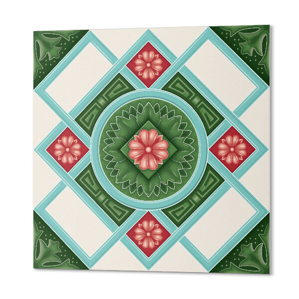 Panneau mural Fleurs encastrées dans un maillage en losange