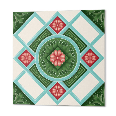 Panneau mural Fleurs encastrées dans un maillage en losange