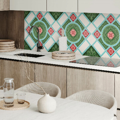 Panneau mural Fleurs encastrées dans un maillage en losange