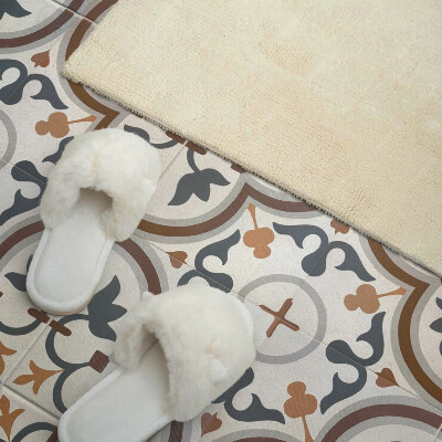 Panneau mural Fleurs dans un arrangement à carreaux