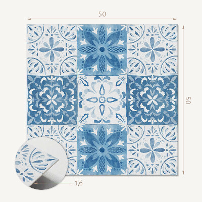 Panneau décoratif Motif carrelé avec des fleurs délicates