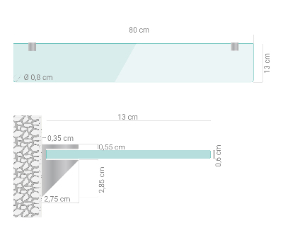 Étagère murale en verre pour salle de bain transparente