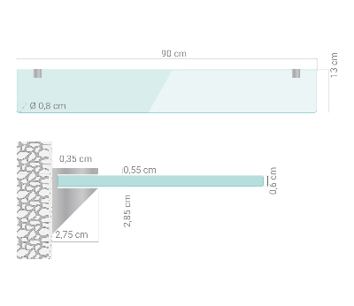 Étagère murale en verre pour salle de bain transparente