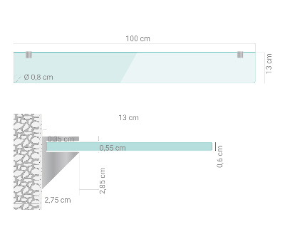 Étagère murale en verre pour salle de bain transparente