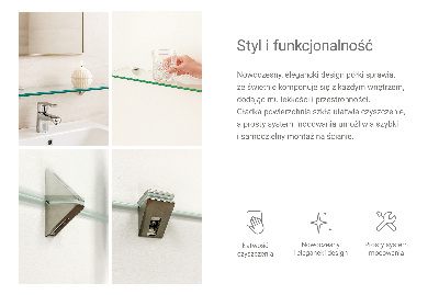 Étagère murale en verre pour salle de bain transparente