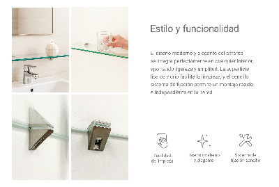 Étagère murale en verre pour salle de bain transparente