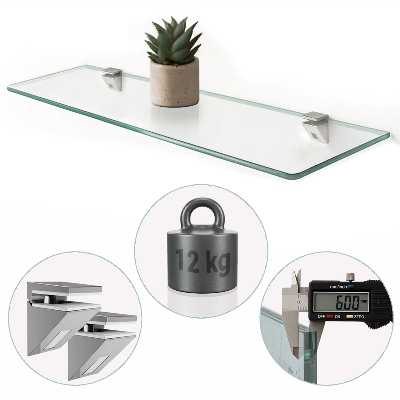 Étagère murale en verre pour salle de bain transparente