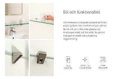 Étagère murale en verre pour salle de bain transparente