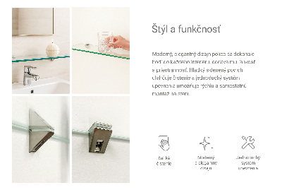 Étagère murale en verre pour salle de bain transparente