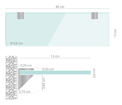 Étagère murale en verre pour salle de bain transparente