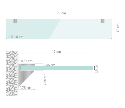 Étagère murale en verre pour salle de bain transparente