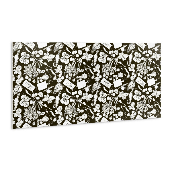 Revêtement mural pvc Légumes de dessins animés en noir et blanc
