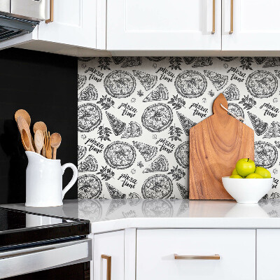 Revêtement mural pvc Motifs de pizza en noir et blanc