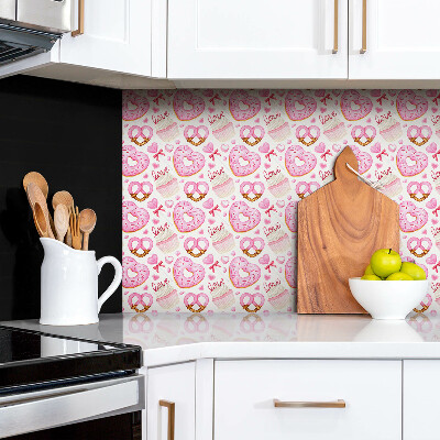 Revêtement mural pvc Beignets et bretzels roses