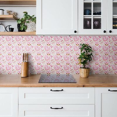 Revêtement mural pvc Beignets et bretzels roses