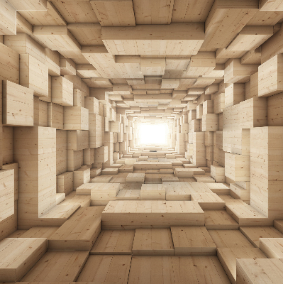 Store intérieur Trou en bois 3d