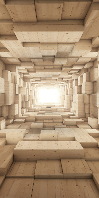 Store intérieur Trou en bois 3d