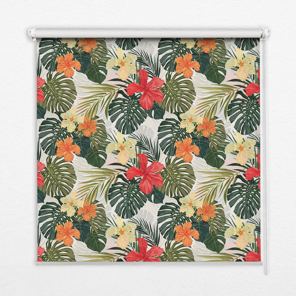 Store enrouleur Fleurs et feuilles tropicales