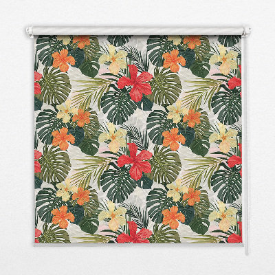 Store enrouleur Fleurs et feuilles tropicales
