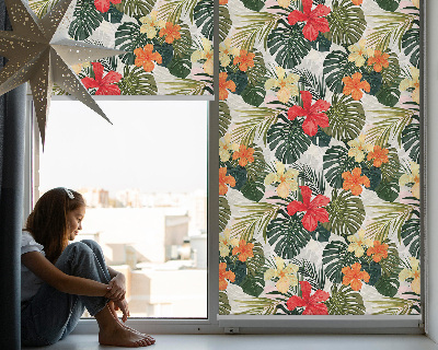 Store enrouleur Fleurs et feuilles tropicales