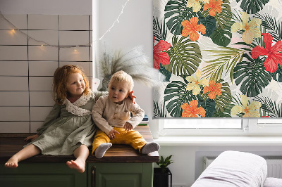 Store enrouleur Fleurs et feuilles tropicales