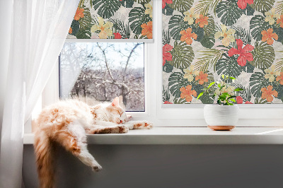 Store enrouleur Fleurs et feuilles tropicales