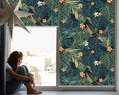Store intérieur Feuilles et fleurs tropicales